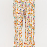 Retro Mod Floral Print Wide Leg Pants