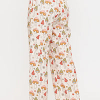 Retro Mushroom Garden Print Pants