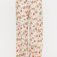 Retro Mushroom Garden Print Pants