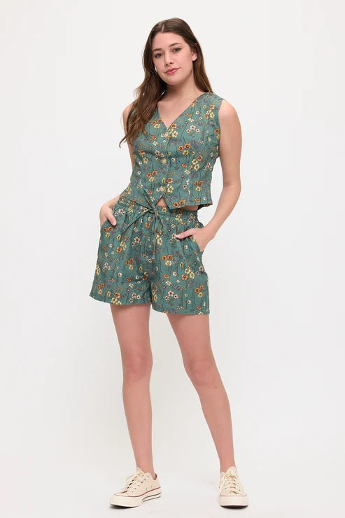 Wildflower Meadow Print V-Neck Vest
