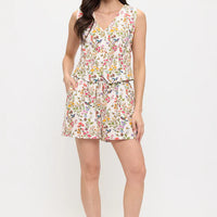 Floral Hummingbird Print Shorts