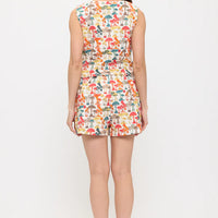 Colourful Mushroom Woods Print V-Neck Vest