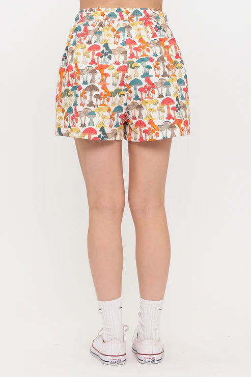 Colourful Mushroom Woods Print Shorts