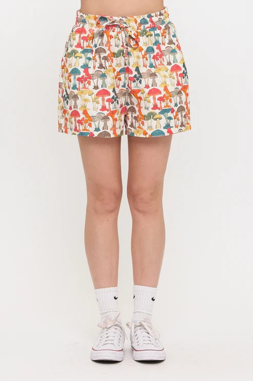 Colourful Mushroom Woods Print Shorts