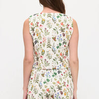 Floral Garden Print V-Neck Vest