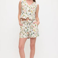 Floral Garden Print V-Neck Vest