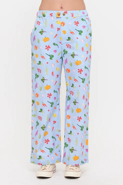 Floral Garden Vegetable Print Pants