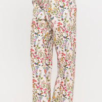Floral Hummingbird Print Wide Leg Pants