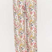 Floral Hummingbird Print Wide Leg Pants