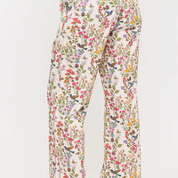 Floral Hummingbird Print Wide Leg Pants
