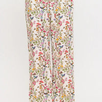 Floral Hummingbird Print Wide Leg Pants