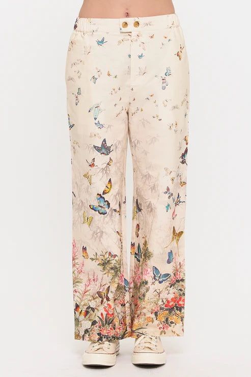 BUTTERFLY FLORAL PRINT PANTS