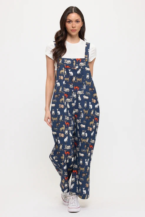 Multi Cat Print Overalls