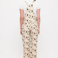 Playful Cats And Leaves Print Overalls