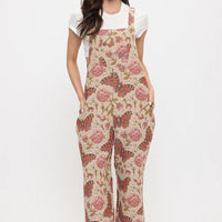 Vintage Butterfly And Rose Tapestry Overalls
