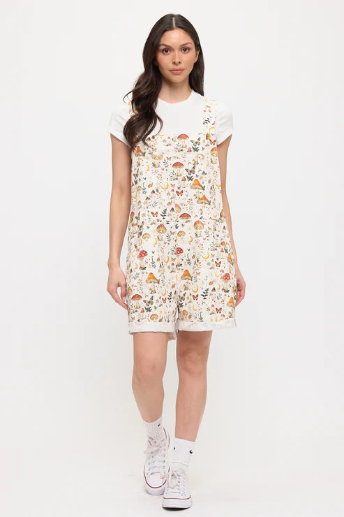 Lunar Mushroom Print Shortalls