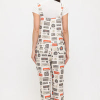 Retro Audio Beats Graphic Print Overalls