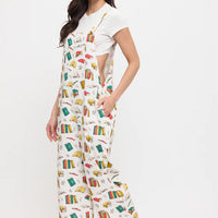 Floral Bookstore Print Overalls