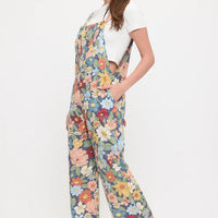 Retro Flowers Bouquet Print Overalls