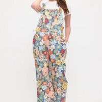 Retro Flowers Bouquet Print Overalls