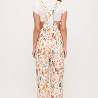 Cats Floral Print Overalls