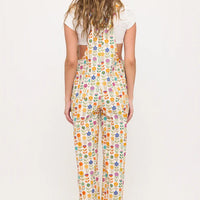 Retro Mod Floral Print Overalls