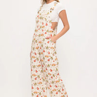 Retro Mushroom Garden Print Overalls