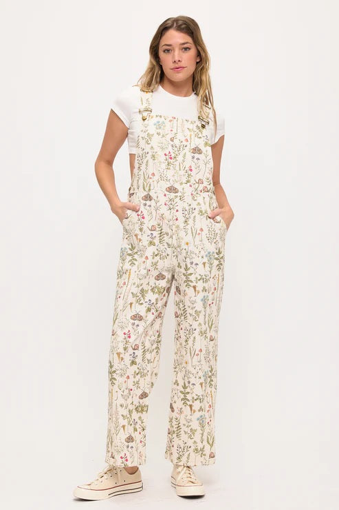 Moth And Meadow Floral Print Overalls