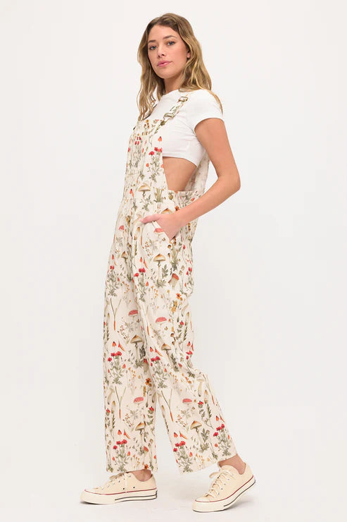 Mushroom Meadows Print Overalls