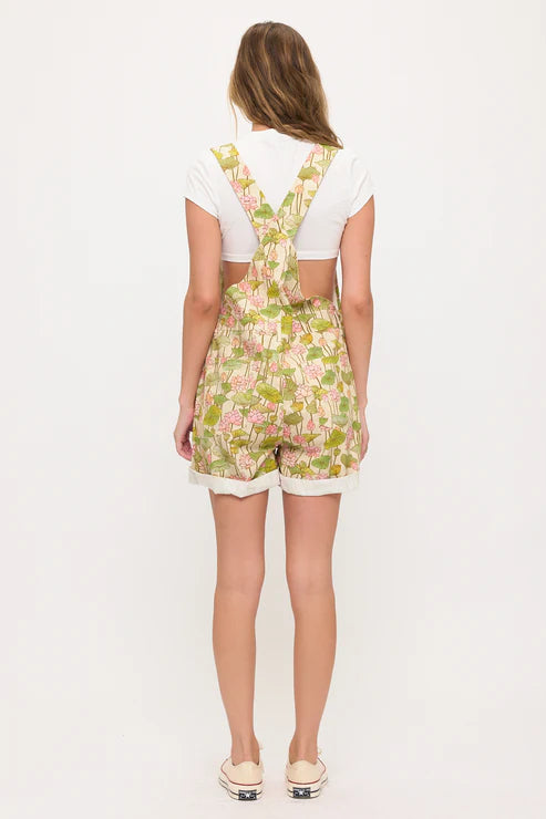 Lotus Flower And Lilly Pads Print Shortalls