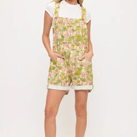 Lotus Flower And Lilly Pads Print Shortalls