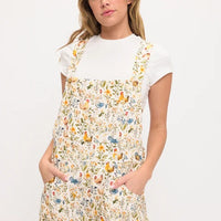 Rooster And Flower Print Shortalls