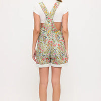 Floral Hummingbird Print Shortalls