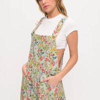 Floral Hummingbird Print Shortalls