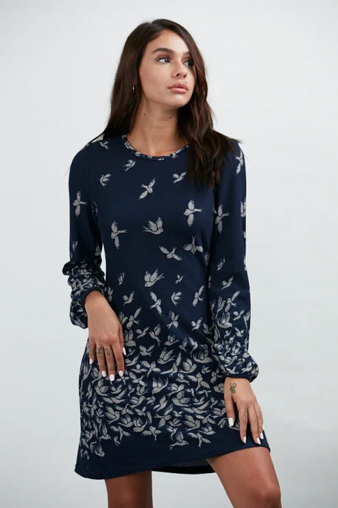All Over Birds Print Winter Tunic