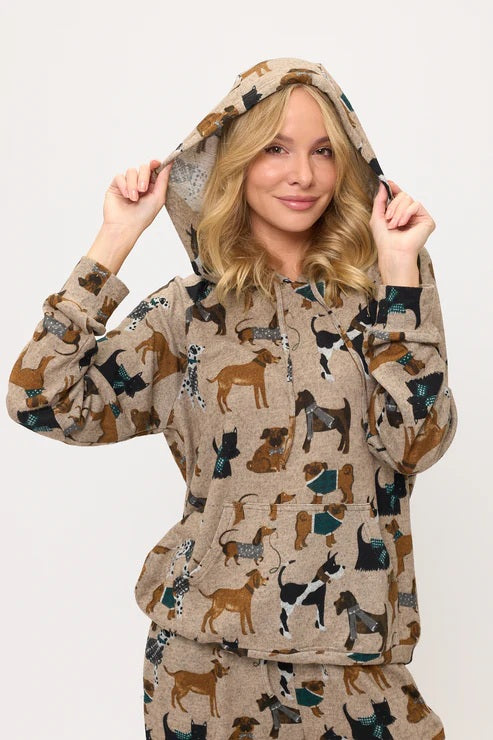 Holiday Dogs Tunic Print Hoodie