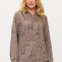 Cat Whiskers Print Tunic Hoodie
