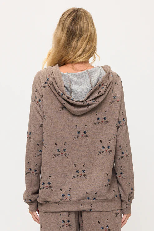 Cat Whiskers Print Tunic Hoodie