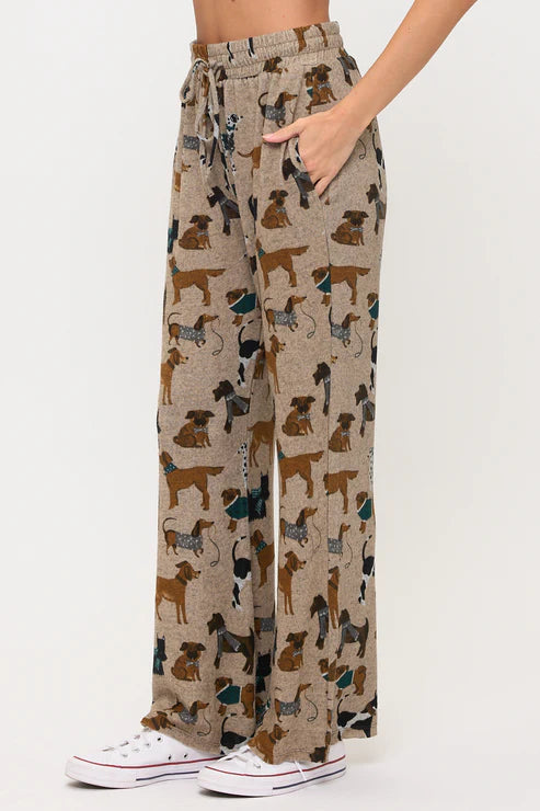 Holiday Dogs Print Tunic Pants