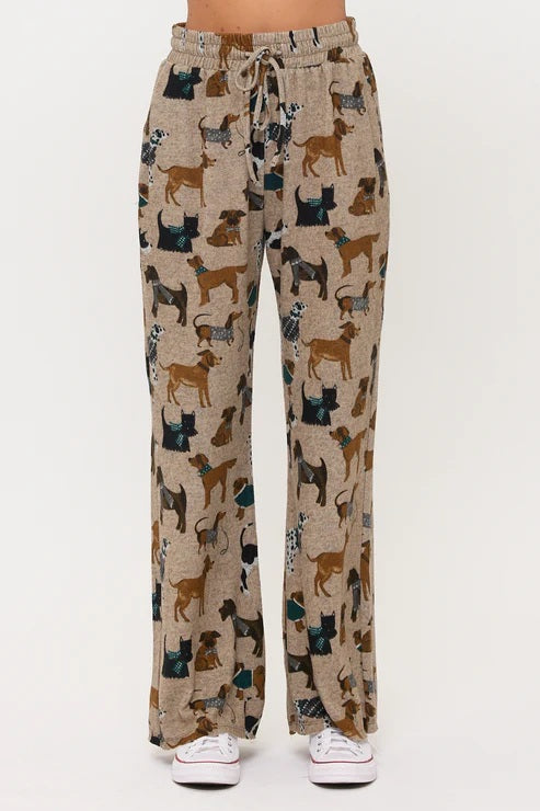 Holiday Dogs Print Tunic Pants
