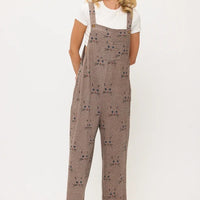 Cat Whiskers Print Overalls