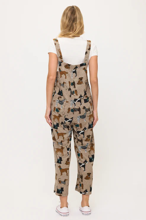 Holiday Dog Print Overalls