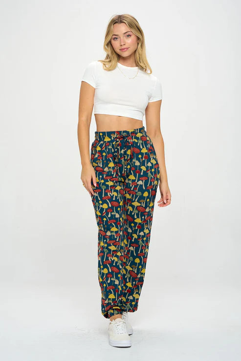 Vintage Mushroom Print Tunic Pants