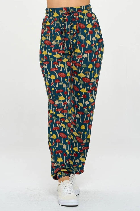 Vintage Mushroom Print Tunic Pants