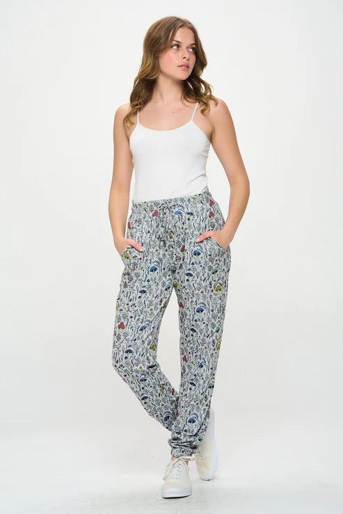 Lavender Mushroon Print Tunic Pants