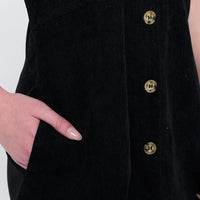 Black Corduroy Button Up Dress
