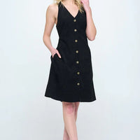 Black Corduroy Button Up Dress