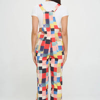 Colorful Patch Square Print Overalls