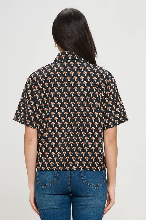 All Over Mushroom Print Shirt