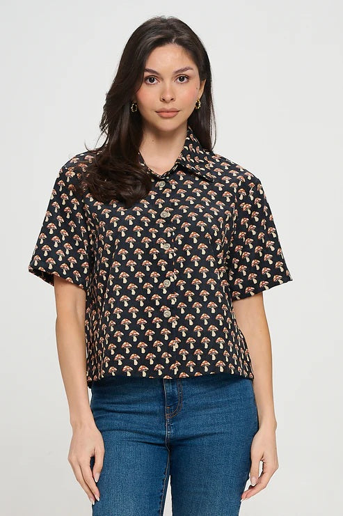 All Over Mushroom Print Shirt